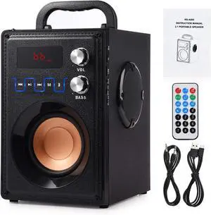 20W black portable bluetooth speaker with subwoofer Rich Bass wireless stereo outdoor / indoor speaker,with bluetooth connection, TF card, U disk, FM function, AUX input, headset for home party smart