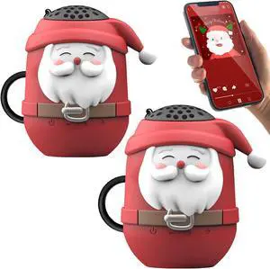 Santa Claus Bluetooth Speaker, Shower Speaker Bluetooth Waterproof, Portable Mini Wireless Bluetooth Speaker, Christmas Room Decor Speaker with FM Radio, Christmas Decorations Indoor (2 pcs)