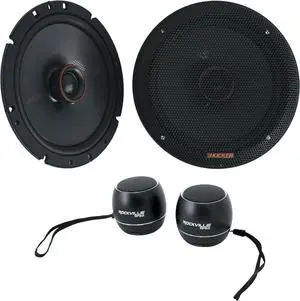Audiosavings Bundle: (1) Pair Kicker 51KSC6704 6.75" 100 Watt RMS Car Audio Speakers Bundle with (1) Pair Rockville RPB3-BLACK Handheld Wireless Linking Portable Bluetooth Speakers (Items 4)