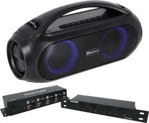 Audiosavings Bundle (1) Kicker 48KXMARLC 4-Zone Boat/RV Remote Level Control for Marine Amplifiers Bundle with (1) Rockville GO Party MAX BASS Large Portable LED Bluetooth Speaker (Items 2)