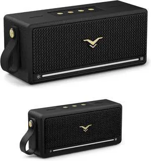 Bluetooth Speaker, Retro Speakers Bluetooth Wireless, Portable Bluetooth Speaker Loud with Deep Bass, IP67 Waterproof, LED Lights, Stereo Pairing