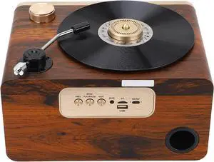 Retro Wooden Bluetooth Speaker, Vintage Portable Speaker HIFI Subwoofer Home Audio Speaker with Warm Ambient Light for Home, Office, Party