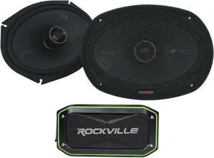 Audiosavings Bundle: (1) Pair Kicker 51KSC6904 6x9 150 Watt RMS Car Audio Speakers Bundle with (1) Rockville Rock Anywhere Waterproof Portable Bluetooth Speaker+TWS Stereo Linking (Items 3)