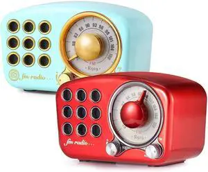 Greadio Retro Bluetooth Speaker, Vintage Radio FM Radio with Old Fashioned Classic Style, Strong Bass Enhancement, Loud Volume, Bluetooth 4.2 Wireless Connection, TF Card and MP3 Player (Blue+Red)