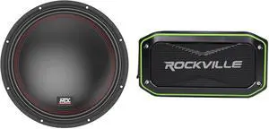 Audiosavings Bundle: (1) MTX 5510-44 10" 800W Peak/400W RMS DVC 4-ohm Car Audio Subwoofer Sub Bundle with (1) Rockville ROCK ANYWHERE WaterProof Portable Bluetooth Speaker+TWS Stereo Linking (2 Items)