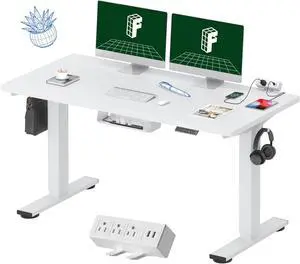 Whole-Piece Standing Desk with Clamp Power Strip, 55 x 28 Electric Stand Up Height Adjustable Desk with Cable Management (White Frame + 55" White Top,2 Packages) Whole-Piece Standing Desk with Clamp Power Strip, 55 x 28 Electric Stand Up Height Adjustable Desk with Cable Management (White Frame + 55" White Top,2 Packages)