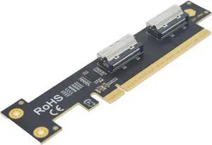 PCIe 5.0 x16 to 2 MCIO x8 Adapter Card for 4 U.2 NVMe SSD (Side Top Black) PCIe 5.0 x16 to 2 MCIO x8 Adapter Card for 4 U.2 NVMe SSD (Side Top Black)