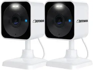 Defender GO 2K AI POWERED Plug-in Power Indoor/Outdoor Home, Business, Baby & Pet Camera, 2 Pack