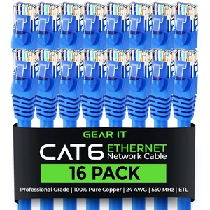 GEARit Cat6 Patch Cables Cat 6 Ethernet Cable 7 ft 16-Pack Blue GEARit Cat6 Patch Cables Cat 6 Ethernet Cable 7 ft 16-Pack Blue