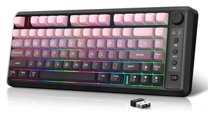 Attoe L400 Dual-Mode Wireless Gaming Keyboard (Bluetooth/2.4G), 75% Compact Layout, Volume Knob, RGB Backlit, Long Battery Life, Quiet Mechanical Feel Keyboard, 24-Key for PC/Mac (Black) Attoe L400 Dual-Mode Wireless Gaming Keyboard (Bluetooth/2.4G), 75% Compact Layout, Volume Knob, RGB Backlit, Long Battery Life, Quiet Mechanical Feel Keyboard, 24-Key for PC/Mac (Black)