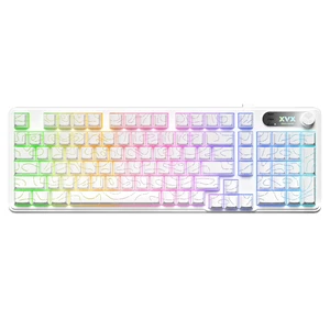 OHY XVX Wireless Keyboard,99Keys Quiet Typing Membrane Gaming Keyboard with Logo Display & Knob, RGB Backlit, USB C Rechargeable, 94 Keys PBT Keycap for Windows PC, Mac, Linux-White OHY XVX Wireless Keyboard,99Keys Quiet Typing Membrane Gaming Keyboard with Logo Display & Knob, RGB Backlit, USB C Rechargeable, 94 Keys PBT Keycap for Windows PC, Mac, Linux-White