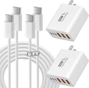 65W USB C Charger 2Pack iPhone 17 Pro Max Charger 6FT USB C Chargers Woven Cord With 6Port 3USB-A 3USB-C Fast Charging Blocks Type C Chargers for iPhone 17 Pro Max/17 Air/16Pro Max/15/iPad Pro AirPods 65W USB C Charger 2Pack iPhone 17 Pro Max Charger 6FT USB C Chargers Woven Cord With 6Port 3USB-A 3USB-C Fast Charging Blocks Type C Chargers for iPhone 17 Pro Max/17 Air/16Pro Max/15/iPad Pro AirPods