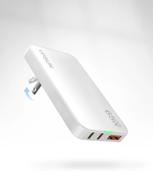65W GaN Flat USB Wall Charger Block - 3 Port Foldable USB Charging Block 65W GaN Flat USB Wall Charger Block - 3 Port Foldable USB Charging Block