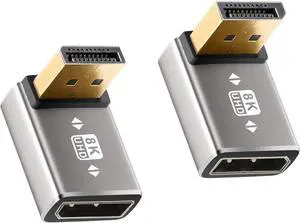 8K 90 Degree DisplayPort 1.4 Adapter 2-Pack (Up and Down) Right Angle DP Male to Female Display Port L-Shaped Connector Extender Support 8K@60Hz 4K@144Hz for Wall TV Monitor Laptop and PC 8K 90 Degree DisplayPort 1.4 Adapter 2-Pack (Up and Down) Right Angle DP Male to Female Display Port L-Shaped Connector Extender Support 8K@60Hz 4K@144Hz for Wall TV Monitor Laptop and PC