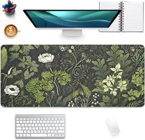 Sage Green Floral and Plant Desk Pad Mouse Pad Large Gaming Mouse Mat with Stitched Edges Non-Slip Waterproof Rubber Base Mous Mat for Office Computer Keyboard Laptop Home(27.5X11.8 in) Sage Green Floral and Plant Desk Pad Mouse Pad Large Gaming Mouse Mat with Stitched Edges Non-Slip Waterproof Rubber Base Mous Mat for Office Computer Keyboard Laptop Home(27.5X11.8 in)