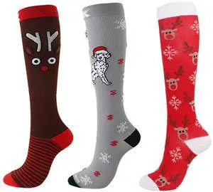 Wsedper Christmas Compression Socks for Women, Medical Compression Support Socks 20-30 mmHg-Best Calf Socks (Christmas B,L/XL)