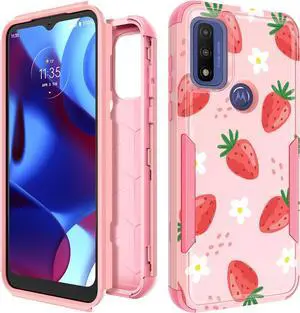for Motorola Moto G Pure/G Power 2022 Case/G Play 2023 Case,Women Girls Cute Strawberry Style Heavy Duty Military Grade Protctive Shockproof G Pure/G Power 2022/G Play 2023 Hard Phone Cases