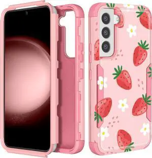 for Samsung Galaxy S22 Case - Women Cute Girls Phone Cover Cool Aesthetic Unique Design Teen Kawaii Strawberry Heavy Duty Protective Hard Shockproof Military Grade Funda for Galaxy S22