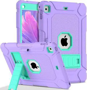 LTROP Protective Cover Case for iPad 6th/ 5th Generation & iPad Air 2 Case, iPad 9.7 Inch Case with Pen Holder and Kickstand, Purple and Green