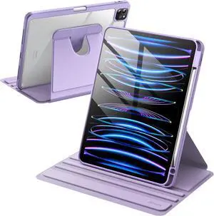 JETech Rotating Case for iPad Pro 11-Inch 2022/2021(4th/3rd gen) with Pencil Holder, 360 Degree Rotation Protective Stand Cover Clear Back, Auto Wake/Sleep (Light Purple) JETech Rotating Case for iPad Pro 11-Inch 2022/2021(4th/3rd gen) with Pencil Holder, 360 Degree Rotation Protective Stand Cover Clear Back, Auto Wake/Sleep (Light Purple)