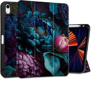 MEEgoodo Case for iPad Air 11 inch (M3) 2025/ (M2) 2024, Cover for iPad Air 5th Generation/iPad Air 4th Generation 10.9 inch 2022 2020, Tablet Cases with Pencil Holder, Beautiful Fantasy Flower