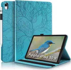 Tablet case for ipad 11th Generation(2025 11 Inch), Unique Tree Design with Hidden Card Slots, Slim and Lightweight with Built-in Magnetic Auto Sleep, Precise Cutouts Compatible with ipad 10 Gen Blue