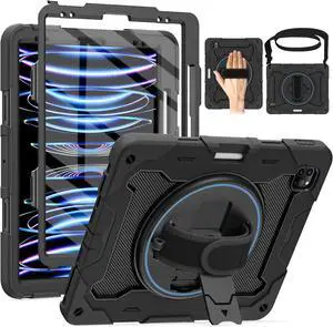 for iPad Pro 12.9 inch Case (6th/5th/4th/3rd Gen),Not fit iPad 12.9 2nd/1st Gen with Screen Protector for Kids with 360 Kickstand Hand Strap Pencil Holder [15ft Drop Protection]