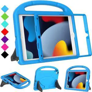 Kids Case for iPad 10.2 & 10.5, iPad 9th/8th/7th Generation 10.2" 2021 2020 2019 Case with Screen Protector, iPad Air 3rd Gen/Pro 10.5 inch Protective Cover with Handle Stand, Blue