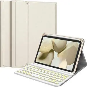 FINTIE Keyboard Case for iPad mini (A17 Pro) 7th Generation 2024 / iPad mini 6th Gen 8.3 Inch, Soft TPU Back Cover with Magnetically Detachable Wireless Bluetooth Keyboard, Backlight/Starlight