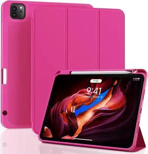ZOVEEK iPad Pro 11 Inch Case 4th/3rd/2nd/1st Generation (2022/2021/2020/2018) with Pencil Holder, Magnetic Smart Cover with Stand, Supports 2nd Gen Pencil Charging, Auto Wake/Sleep (Rose Pink)