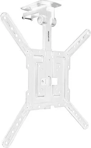 Mount-It! Flip Down TV Mount | Folding Ceiling TV Mount for 23 to 55 Inch | Heavy-Duty Bracket for Roof and Slanted Walls | Universal VESA up to 400x400mm, Height Adjustable 44 Lbs Capacity, White