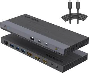 WAVLINK USB C Docking Station Dual Monitor Triple Display USB Type C to Dual HDMI Dock, 2 HDMI, DisplayPort, 100W PD3.0 for Laptop, Ethernet, 4 USB 3.0, 2 USB C, Audio