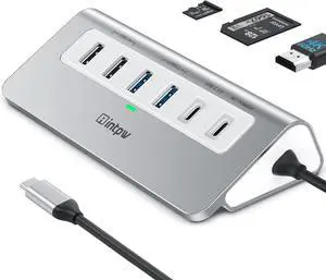 USB C Hub 10Gbps, 9-in-1 USB 3.2 Hub with 4K@60Hz HDMI, Type-C 3.2, 2 USB-A 3.2, 2 USB-A 2.0, PD 100W, SD/TF Slot, Aluminum USB Hub for Laptop, iPhone 16/15 Series, MacBook Air/Pro and More