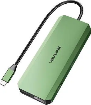 WAVLINK USB C Docking Station Dual Monitor, USB Type C Hub Triple Display, USB C to 2 HDMI,DisplayPort, PD Charging, Ethernet, 5 USB, SD/TF Read, Audio for MacBook  HP Lenovo Surface, Green