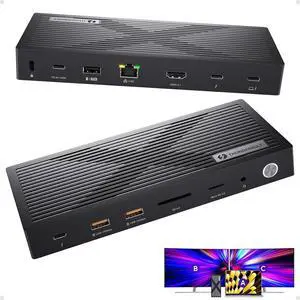 Thunderbolt 4 Dock, PULWTOP Thunderbolt 4 Hub with Dual Monitor 8K/4K Display, Laptop Docking Station with 40Gb/s, HDMI, SD/TF4.0, 2.5GbE for Windows, MacMiniM4 & Mac M4/Pro/Max, Thunderbolt Certified