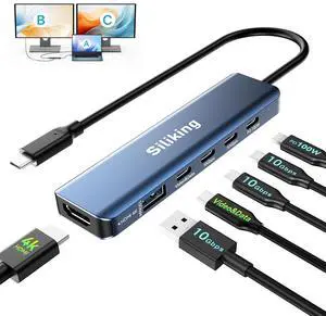 USB-C Docking Station Dual Monitor 4K@60Hz HDMI+USB-C Video Output Port,10G USB A/C,100W PD, USB C Splitter Adapter, USBC to HDMI Dual Monitor for Windows/MacOS,MacBook air