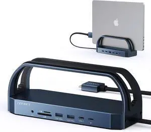 iVANKY 12-in-2 FusionDock 2 Vertical Docking Station Stand for MacBook Pro with 150W Power Adapter, Dual 4K@60Hz Monitor Dock for Mac M3/M4 Pro/Max Display 2x HDMI, 96W PD, 6 USB, Ethernet SD/TF Audio
