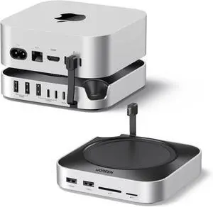 UGREEN Mac mini M4 Dock & Stand with NVMe SSD Enclosure, 3 USB A 10Gbps, USB C Data Port, SD Card Reader for Mac mini M4/ M4 Pro