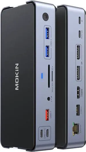 8K USB C Laptop Docking Station,Docking Station 3 Monitors with 1*HDMI, 2*DisplayPort,15 in 1 USB C Dock for Dual/Triple Monitors,6 *USB Ports,100W PD,Ethernet,SD&TF,Audio,for /HP/MacBook/Lenovo
