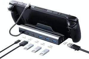 Docking Staion for Steam Deck/ROG Ally/Legion Go, The 6 in 1 Steam Deck Dock. 1000Mbps Ethernet, 3.0 PD 100W Fast Charging, HDMI 2.0 4K@60Hz and 3 USB 3.0 Port Steam Deck OLED Dock.
