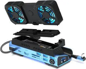 Docking Staion for Steam Deck/ROG Ally/Legion Go,14 in 1 Double Fan Steam Deck Dock M.2 NVMe Expansion Slot. 1000Mbps Ethernet,3.0 PD100W Charging, HD 2.0 4K@60Hz. 4 USB Port. Slot Steam Deck Dock.