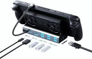 Docking Staion for Steam Deck/ROG Ally/Legion Go,9 in 1 Double Fan Steam Deck Dock.1000Mbps Ethernet,3.0 PD100W Charging,HDMI 2.0 4K@60Hz.3 USB 3.0 and 3 USB 2.0 Port. Slot Steam Deck Dock.