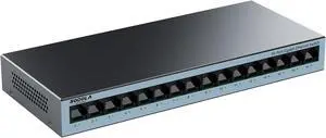 Upgrade SODOLA 16 Port Gigabit Ethernet Switch,Plug & Play, Shielded Ports, Metal Housing, Fanless Design Unmanaged Network Switch
