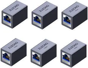 10GB RJ45 Coupler Ethernet Coupler, 10Gbps in Line Coupler for Cat8/Cat7/Cat6a/Cat6/Cat5e/Cat5 Ethernet Cable Extender Adapter for PC Router Modem PS5 Xbox Female to Female (6 PCS