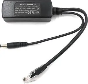 PoE Texas IEEE 802.3af 12v Splitter - Power Over Ethernet Single PoE Splitter 12v 12w Gigabit Data - Active Opto-Isolated Protection for 12 Volt DC Powered Devices, IP Camera, Foscam, Arduino