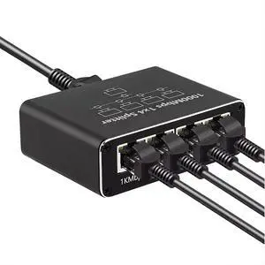 Gigabit Ethernet Splitter - 1 to 4 Network Splitter with USB Power Cable, RJ45 Internet Adapter 1000Mbps High Speed for Cat 5/5e/6/7/8 Cable [4 Devices Networked Simultaneously]