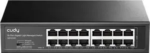 Cudy GS1016E 16 Port Light Smart Managed Gigabit Switch Plug & Play, Sturdy Metal w/Shielded Ports QoS, VLAN, IGMP LAG, Rack-Mountable Steel Case