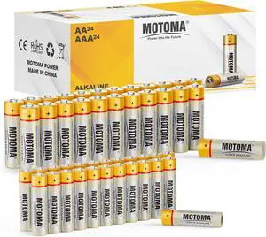 AAA and AA Alkaline Batteries, 24 Double A and 24 Triple A Batteries, Long Lasting Power Batteries for Household Electronic Devices, Toys, Clocks (Non-Rechargeable)