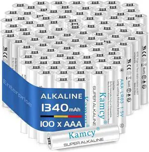 Alkaline AAA Batteries 100 Pack, Triple A Batteries with Long-Lasting Power, AAA Battery for Household and Office Devices, Leakproof 1.5V Batteries AAA Size LR03, 10-Year Shelf Life