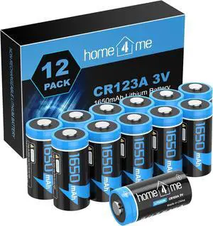 CR123A 3V Lithium Battery, 1650mAh CR123A Batteries 10 Years Shelf Life, CR17345 Battery with High Capacity for Flashlight Microphone Toys, Non-Rechargeable (12 Pack)